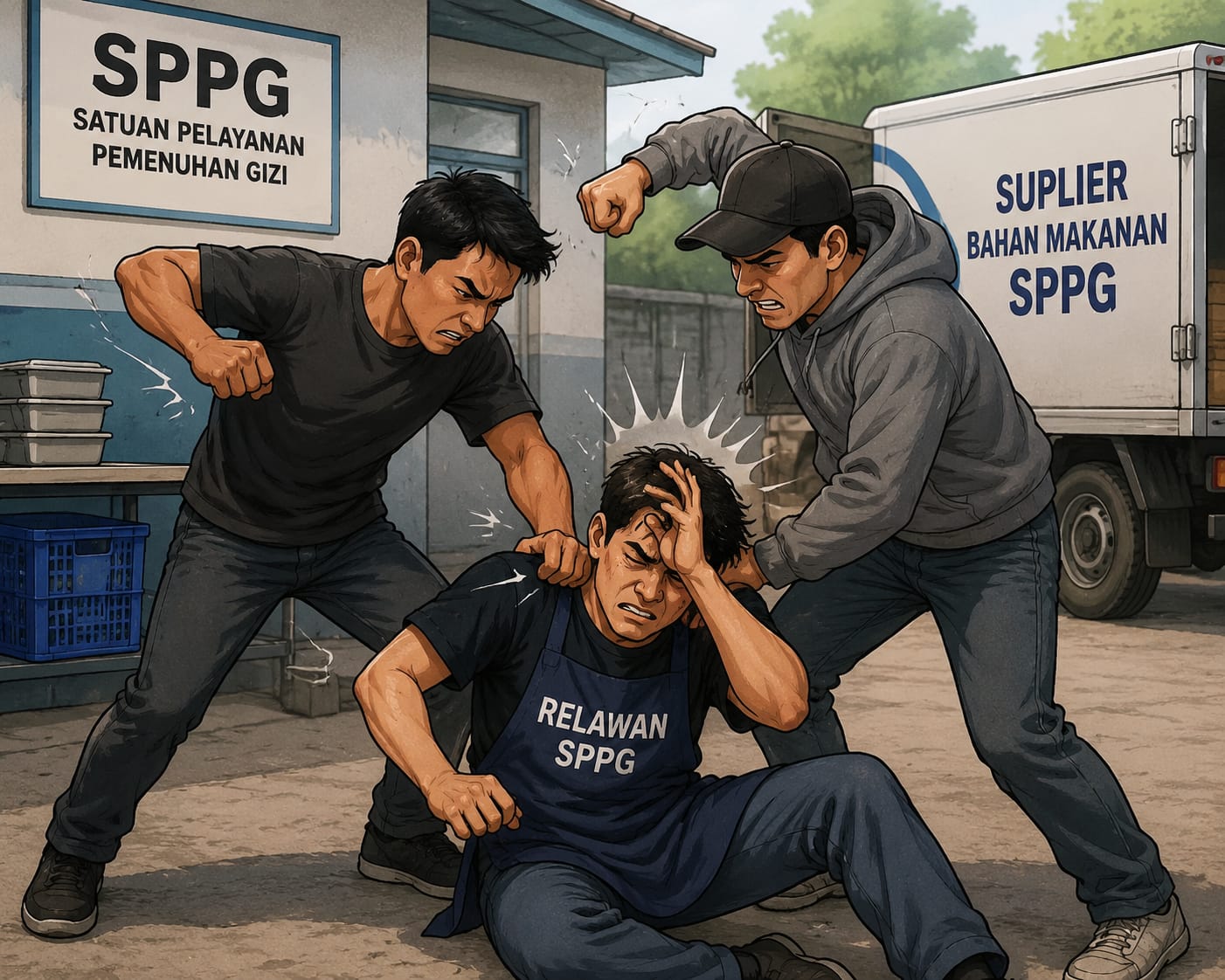 Karyawan SPPG Beringin Kecamatan Pinggir Dianiaya Dua Orang Pelaku